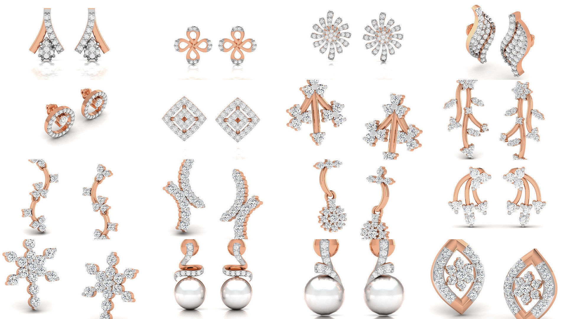 395 Women studs earrings 3dm render detail  3D Model Collection_50