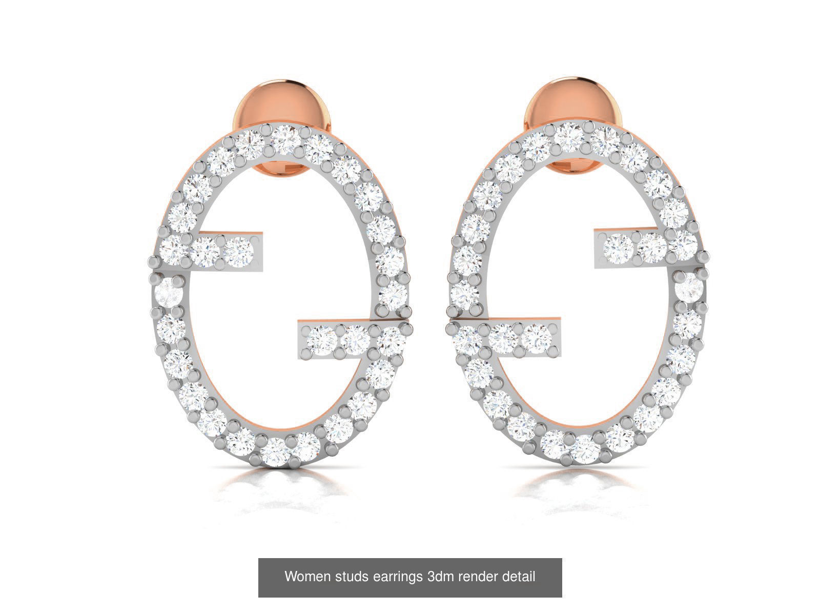 395 Women studs earrings 3dm render detail  3D Model Collection_116
