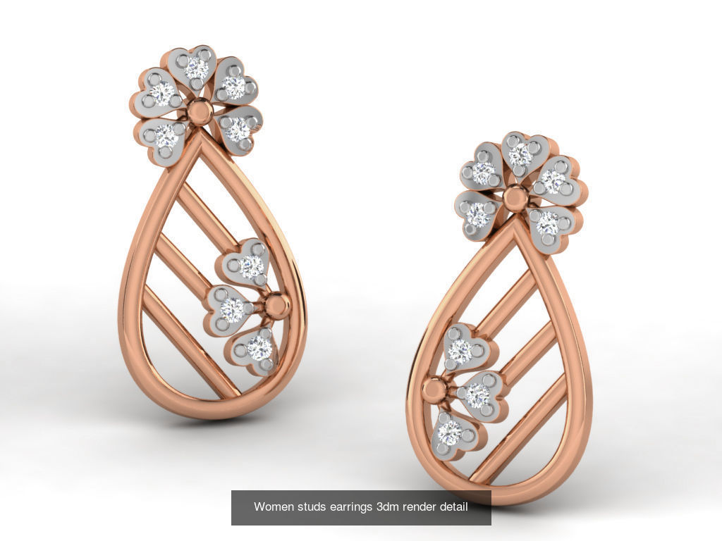 395 Women studs earrings 3dm render detail  3D Model Collection_198