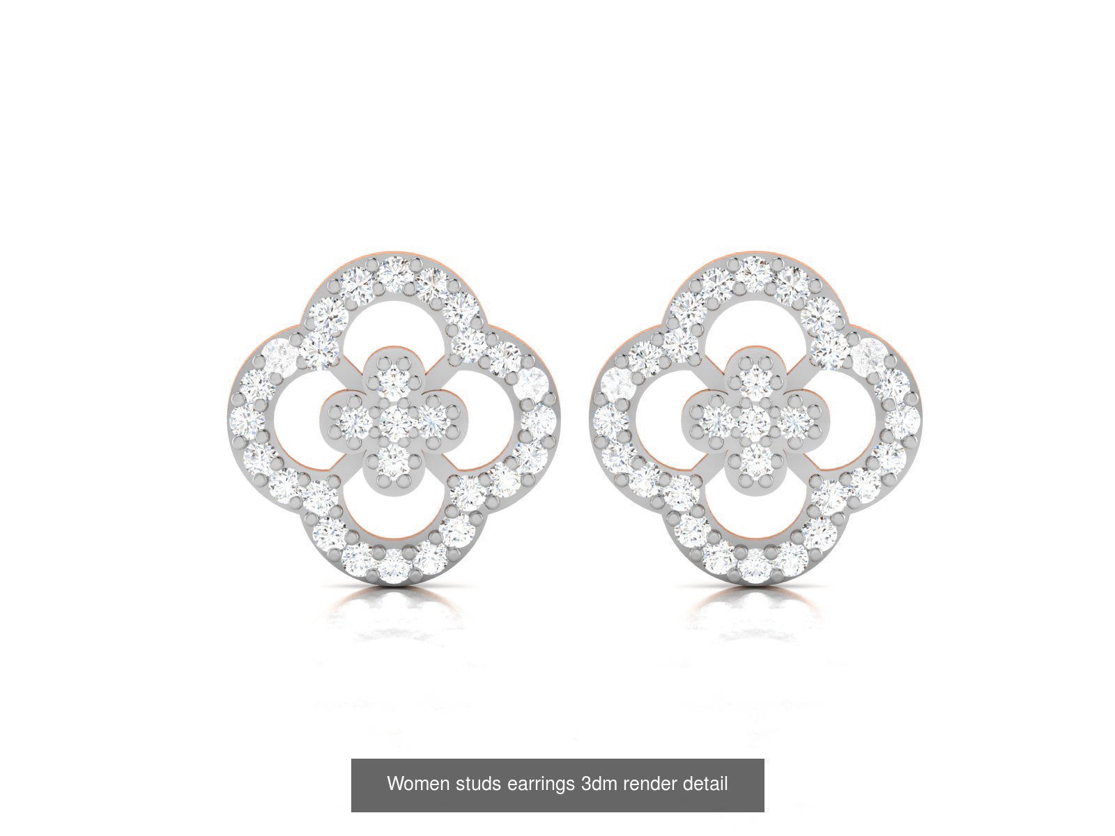395 Women studs earrings 3dm render detail  3D Model Collection_118