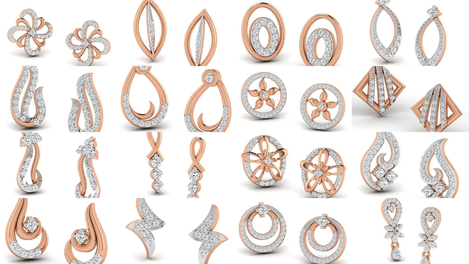 395 Women studs earrings 3dm render detail  3D Model Collection_21