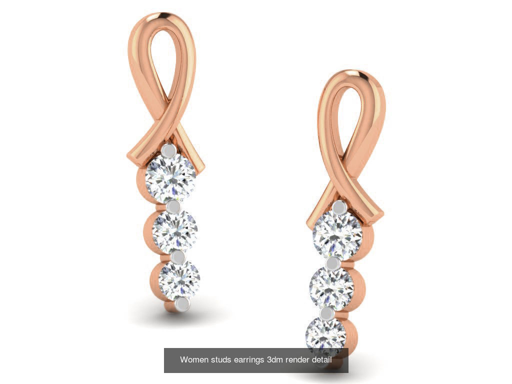 395 Women studs earrings 3dm render detail  3D Model Collection_233
