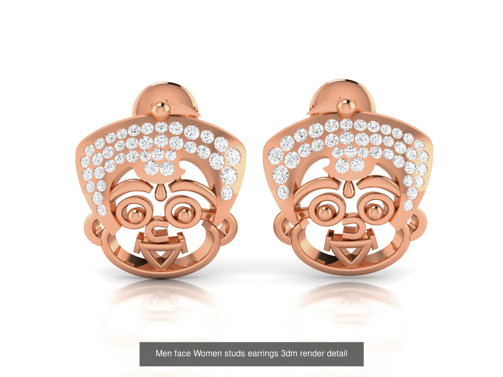 395 Women studs earrings 3dm render detail  3D Model Collection_36