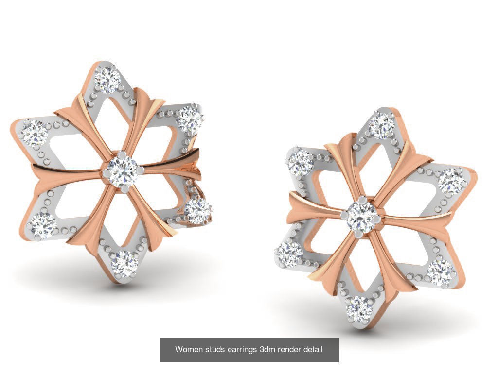 395 Women studs earrings 3dm render detail  3D Model Collection_223