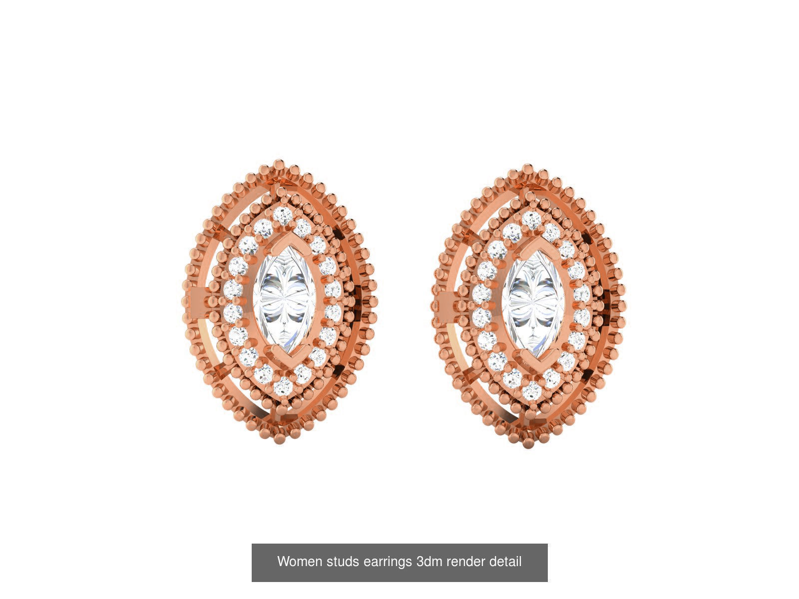 395 Women studs earrings 3dm render detail  3D Model Collection_76