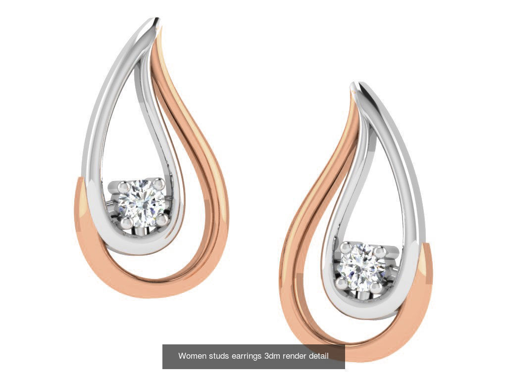 395 Women studs earrings 3dm render detail  3D Model Collection_153