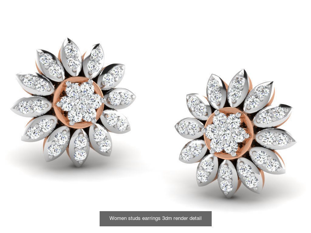 395 Women studs earrings 3dm render detail  3D Model Collection_80