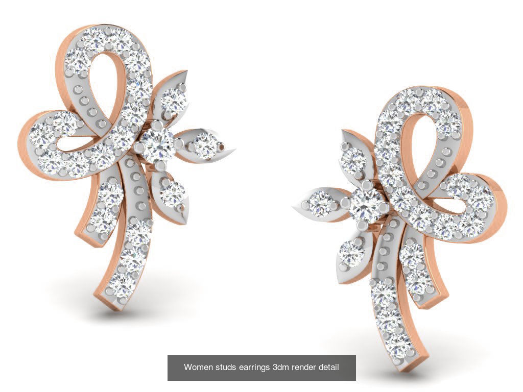 395 Women studs earrings 3dm render detail  3D Model Collection_215