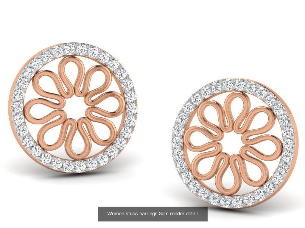 395 Women studs earrings 3dm render detail  3D Model Collection_166
