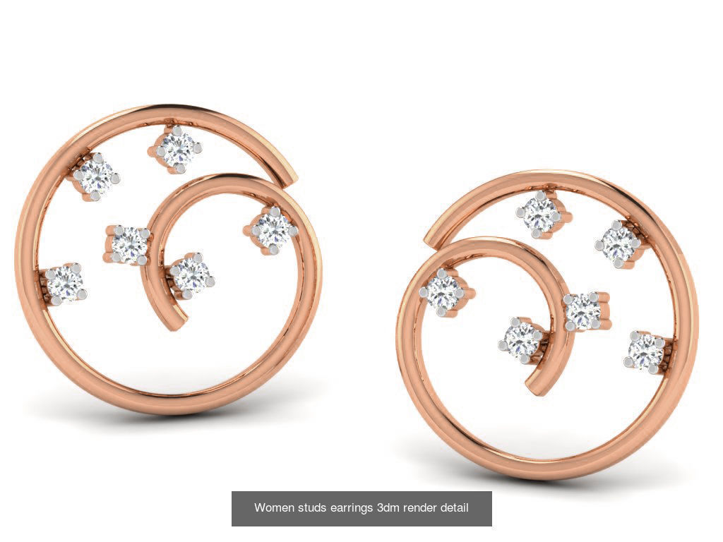 395 Women studs earrings 3dm render detail  3D Model Collection_194
