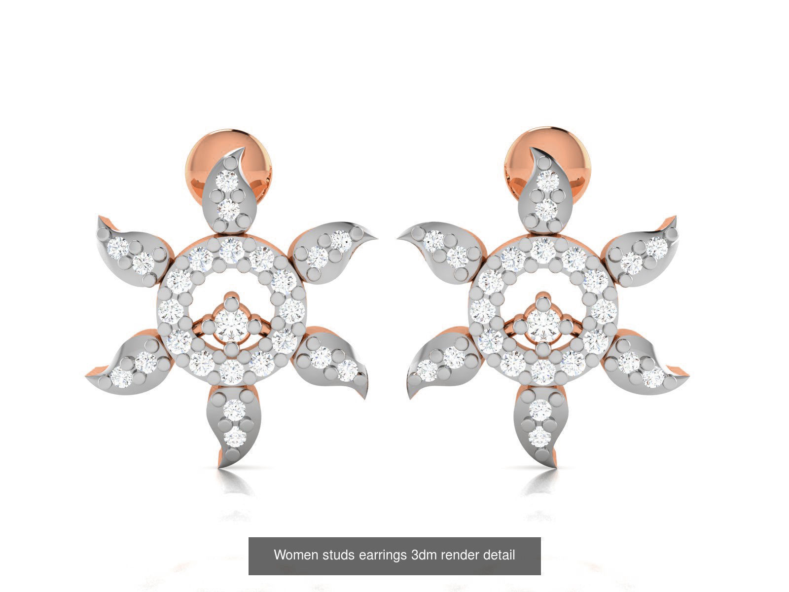 395 Women studs earrings 3dm render detail  3D Model Collection_181