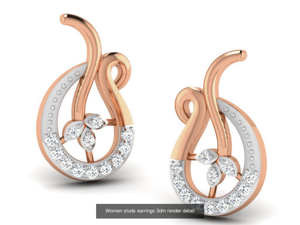 395 Women studs earrings 3dm render detail  3D Model Collection_202