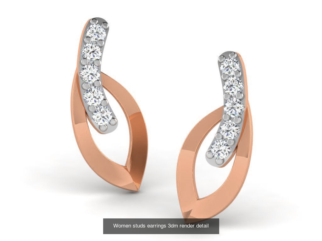 395 Women studs earrings 3dm render detail  3D Model Collection_64