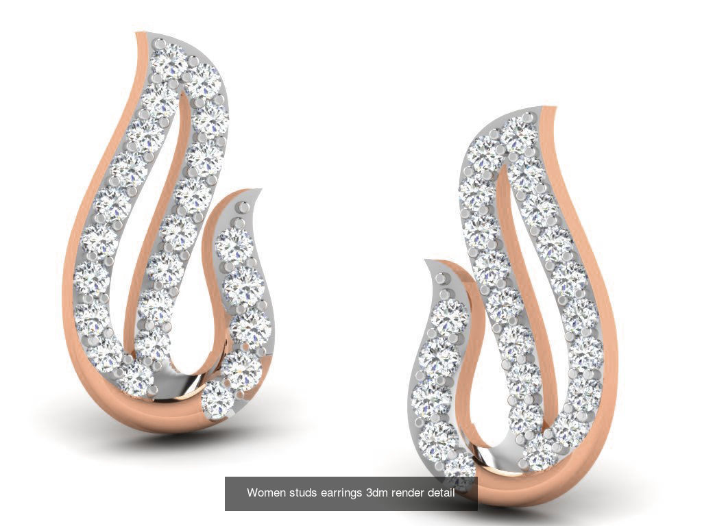 395 Women studs earrings 3dm render detail  3D Model Collection_228