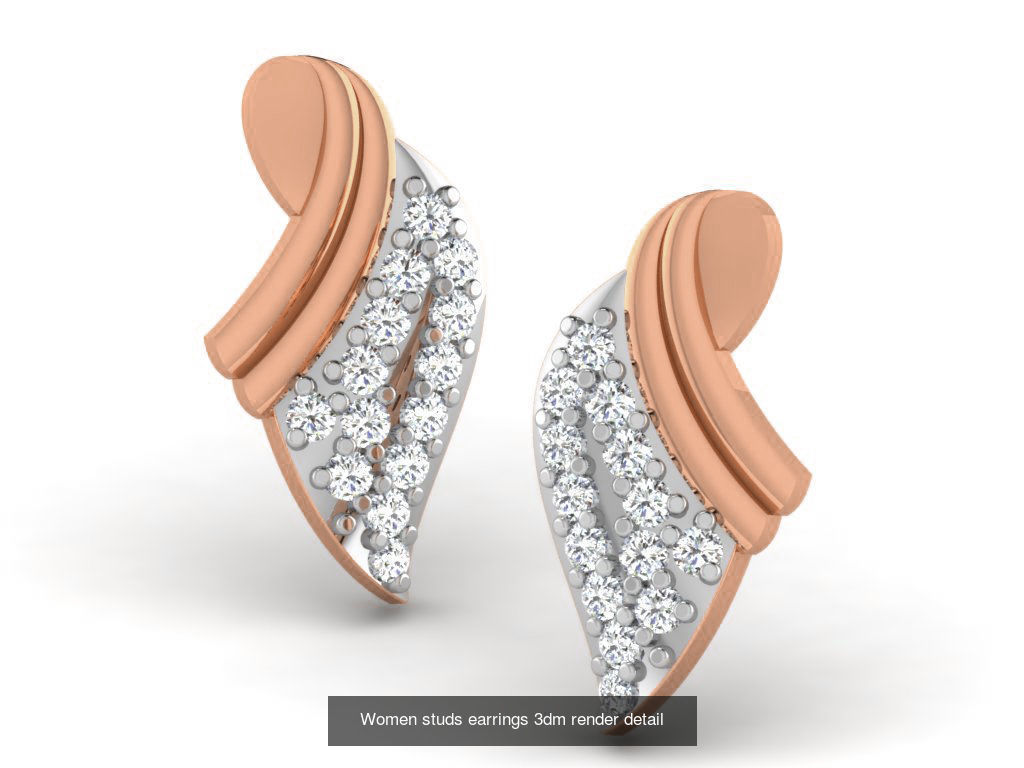395 Women studs earrings 3dm render detail  3D Model Collection_131