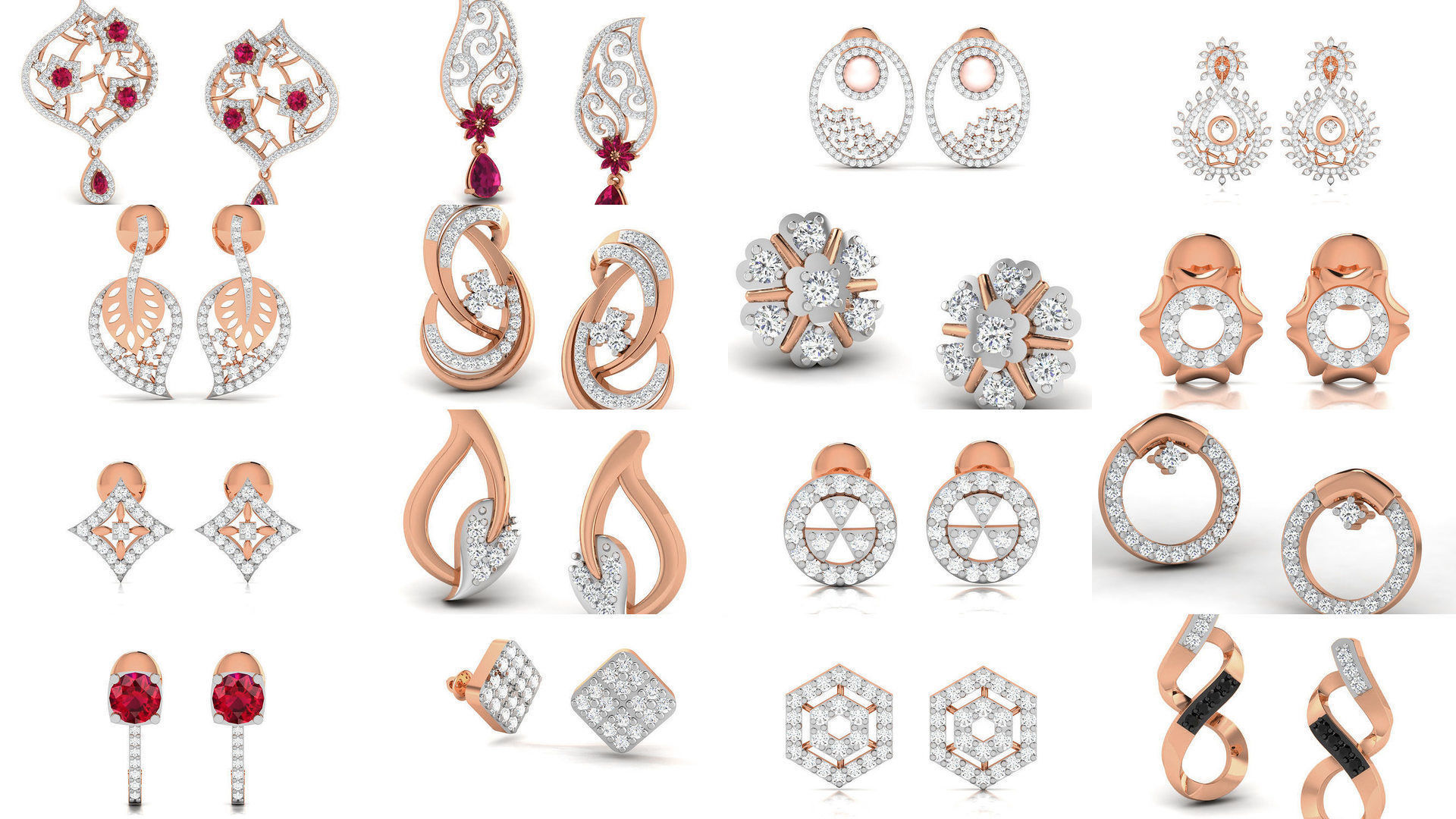 395 Women studs earrings 3dm render detail  3D Model Collection_47