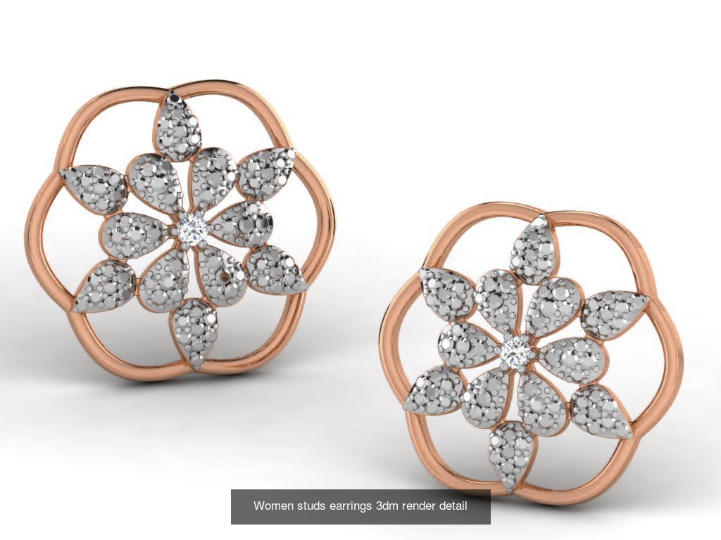 395 Women studs earrings 3dm render detail  3D Model Collection_87