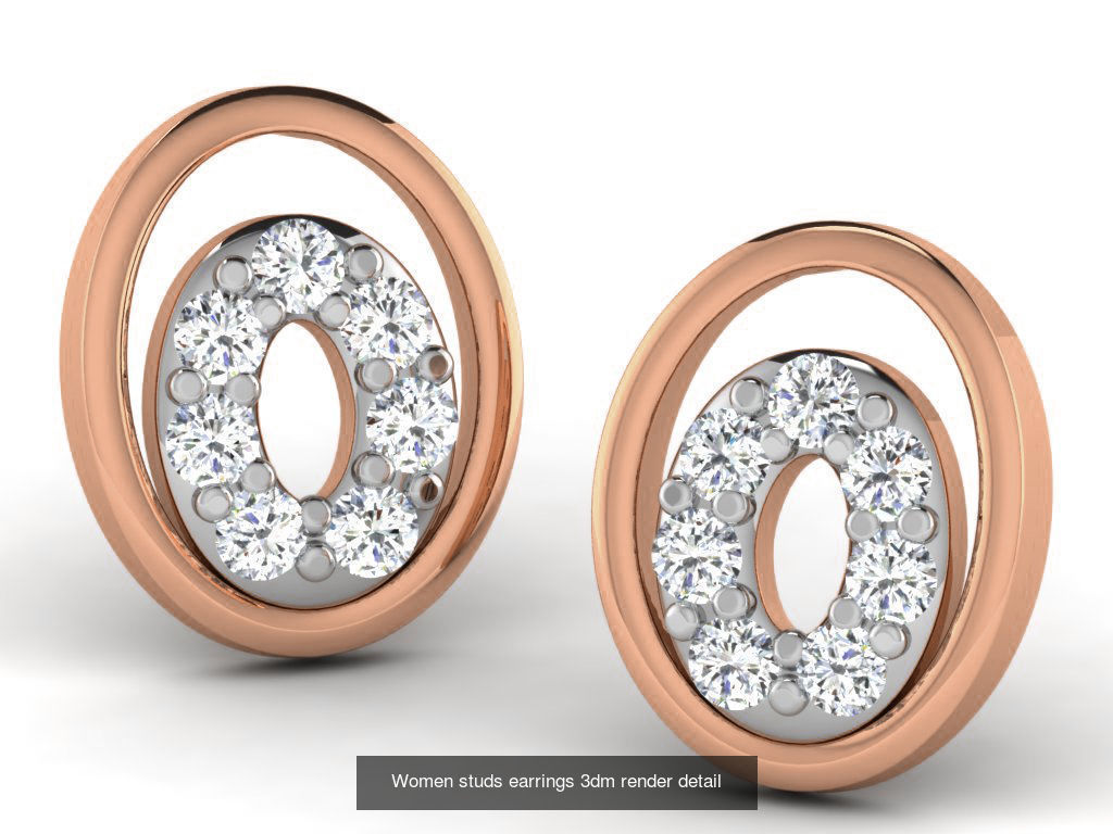 395 Women studs earrings 3dm render detail  3D Model Collection_62