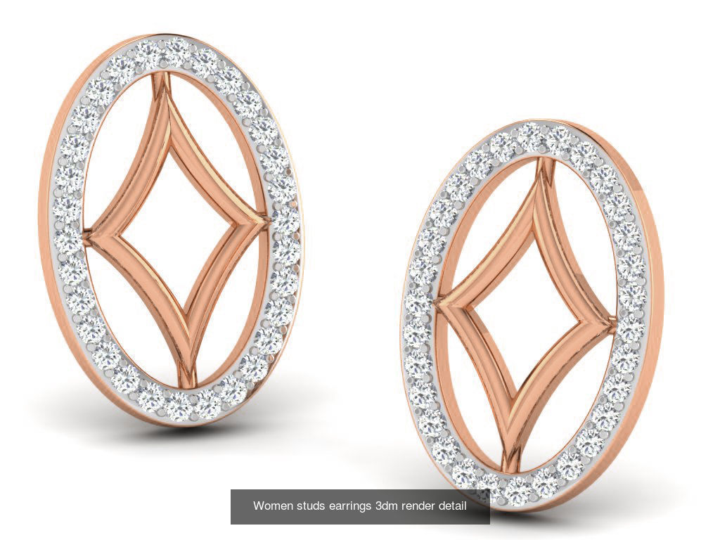 395 Women studs earrings 3dm render detail  3D Model Collection_205