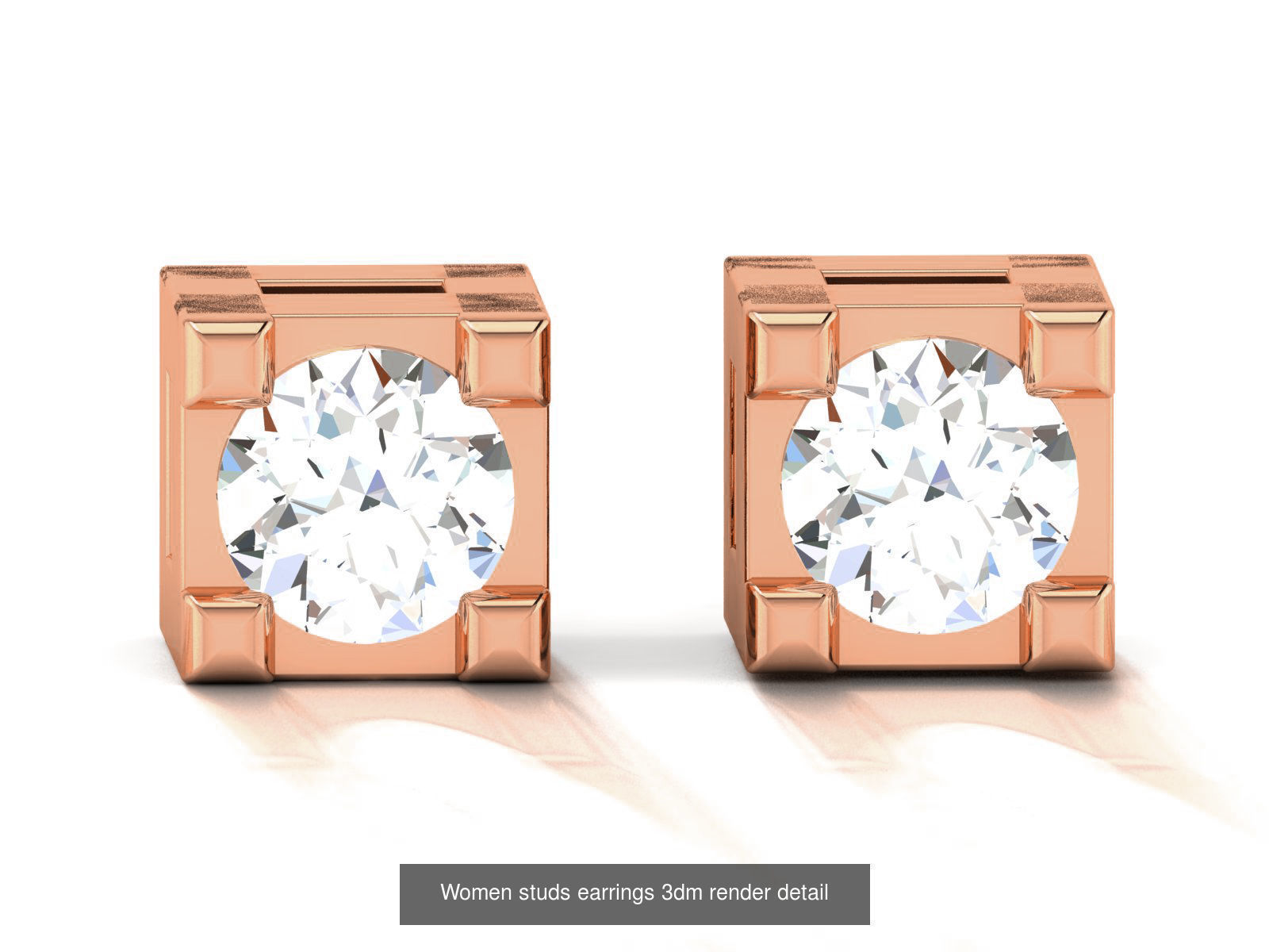 395 Women studs earrings 3dm render detail  3D Model Collection_68