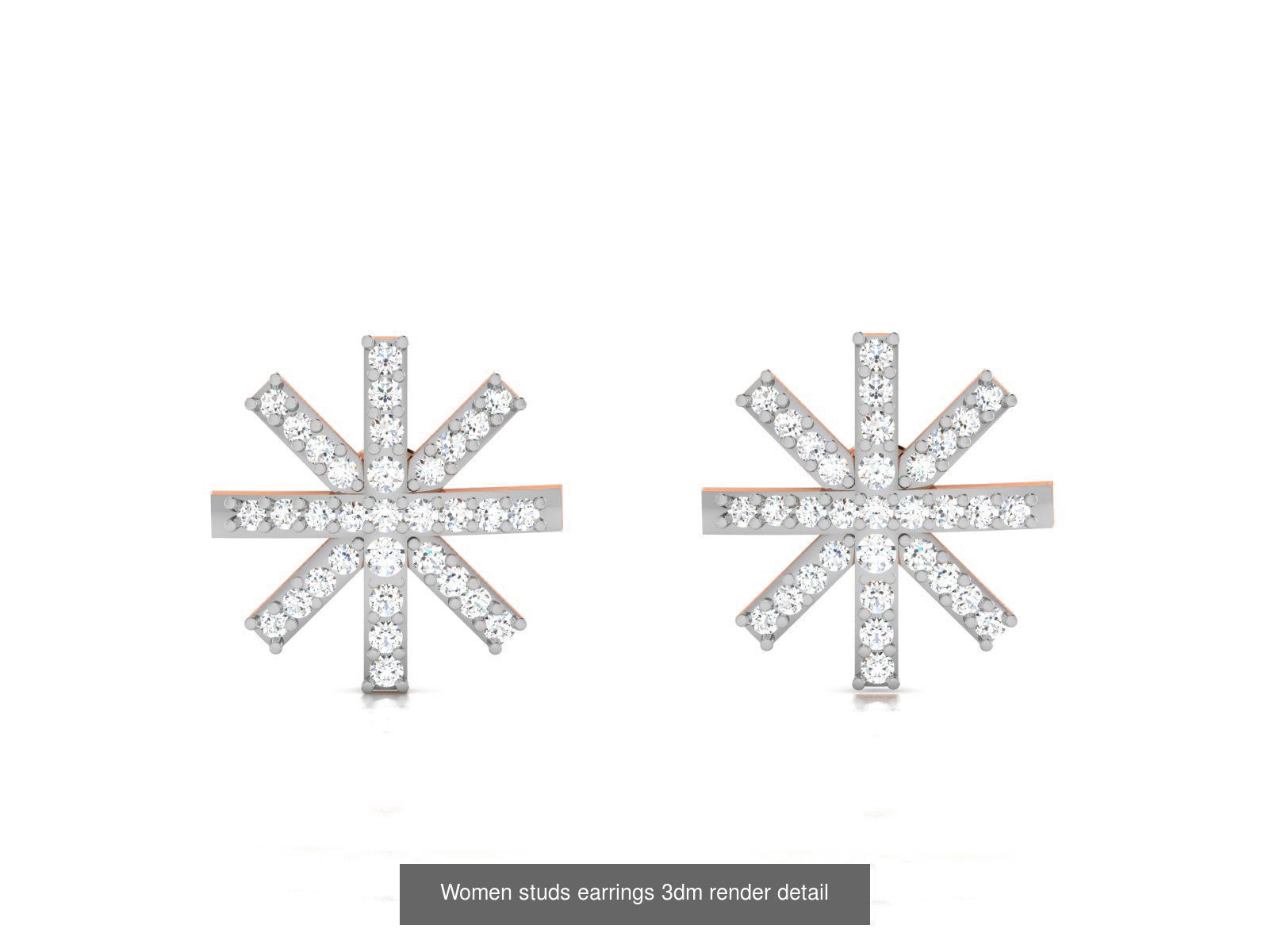 395 Women studs earrings 3dm render detail  3D Model Collection_115