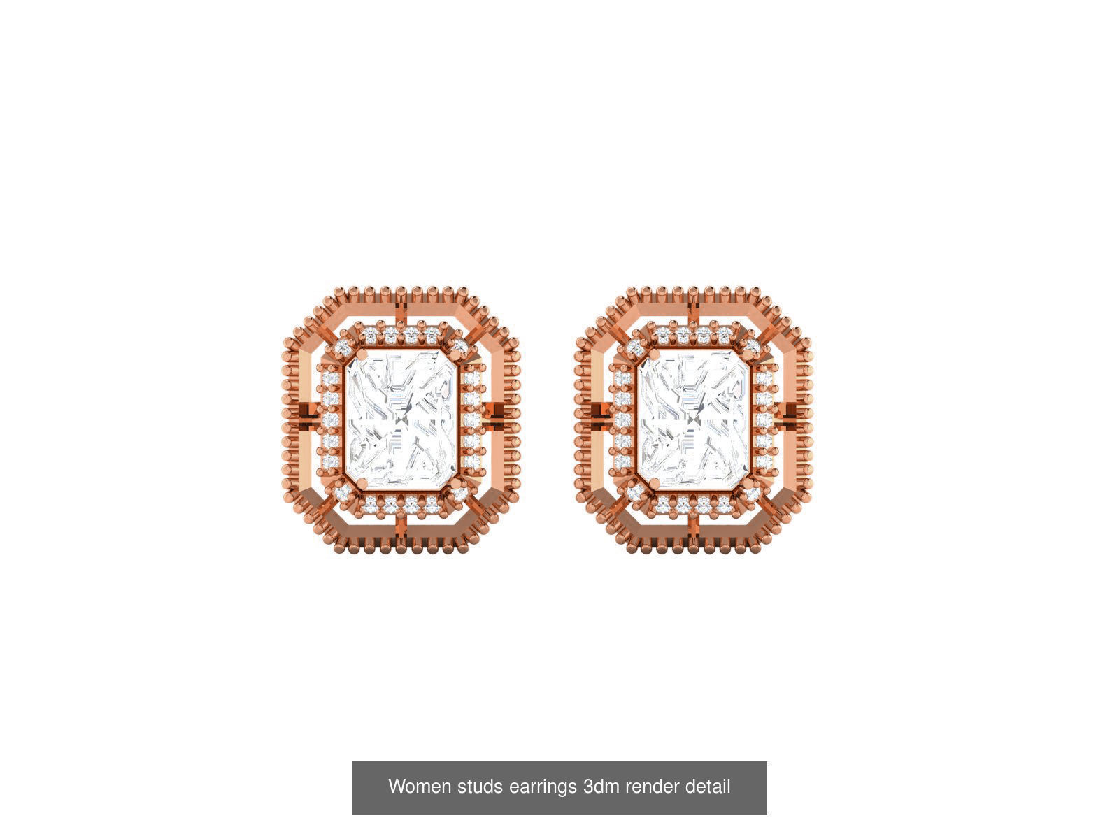 395 Women studs earrings 3dm render detail  3D Model Collection_75