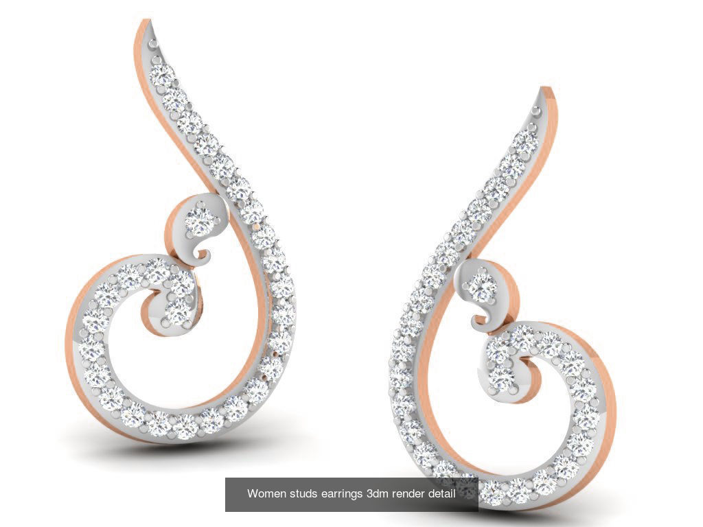 395 Women studs earrings 3dm render detail  3D Model Collection_188