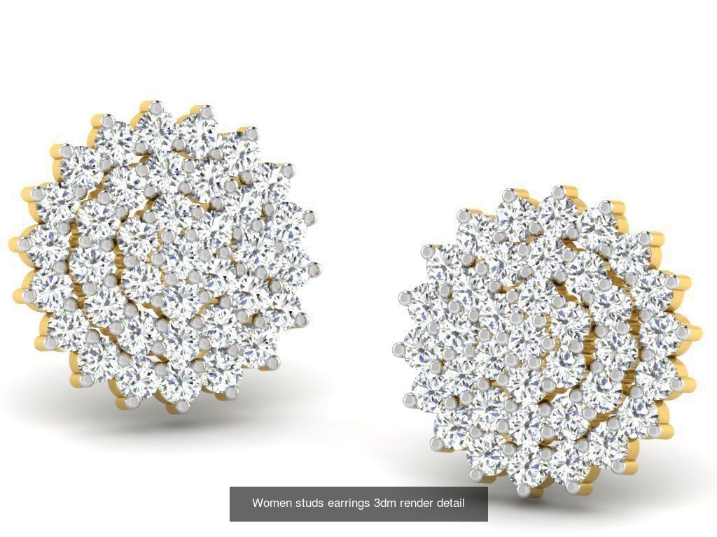 395 Women studs earrings 3dm render detail  3D Model Collection_106