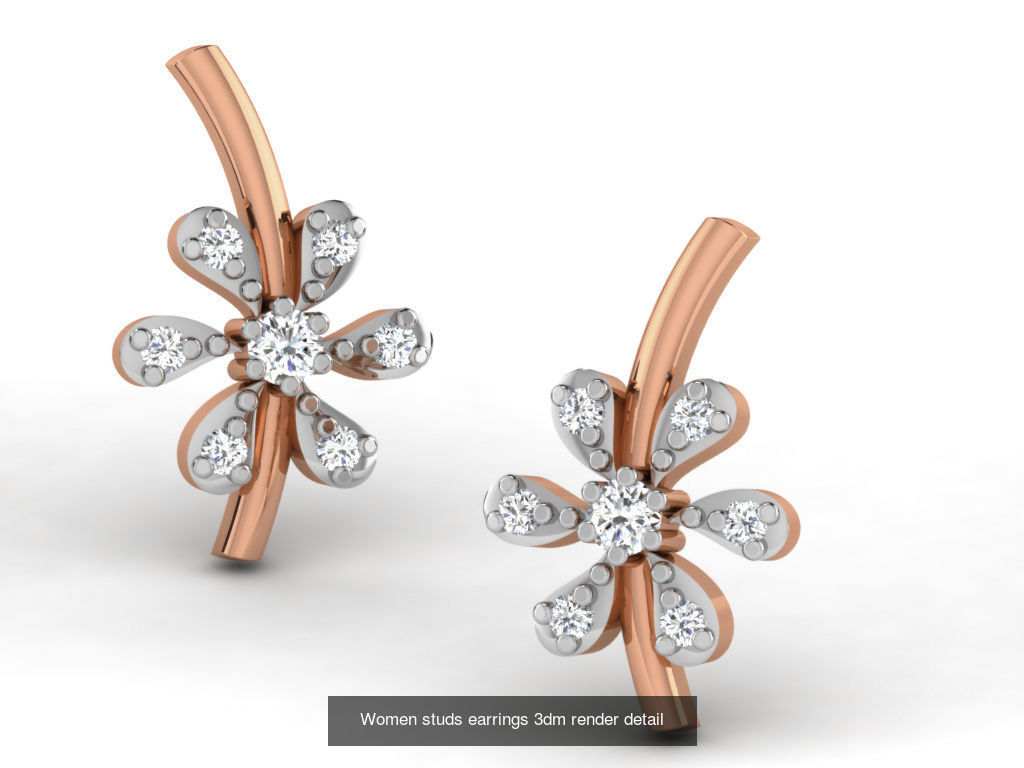 395 Women studs earrings 3dm render detail  3D Model Collection_222