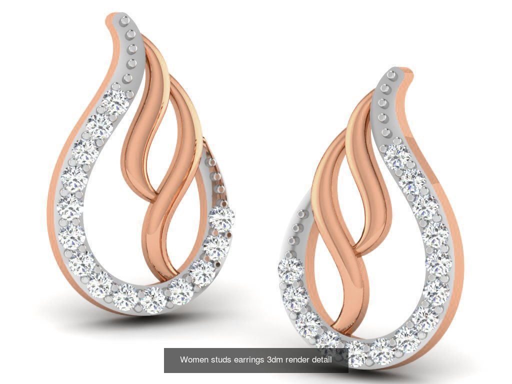 395 Women studs earrings 3dm render detail  3D Model Collection_171