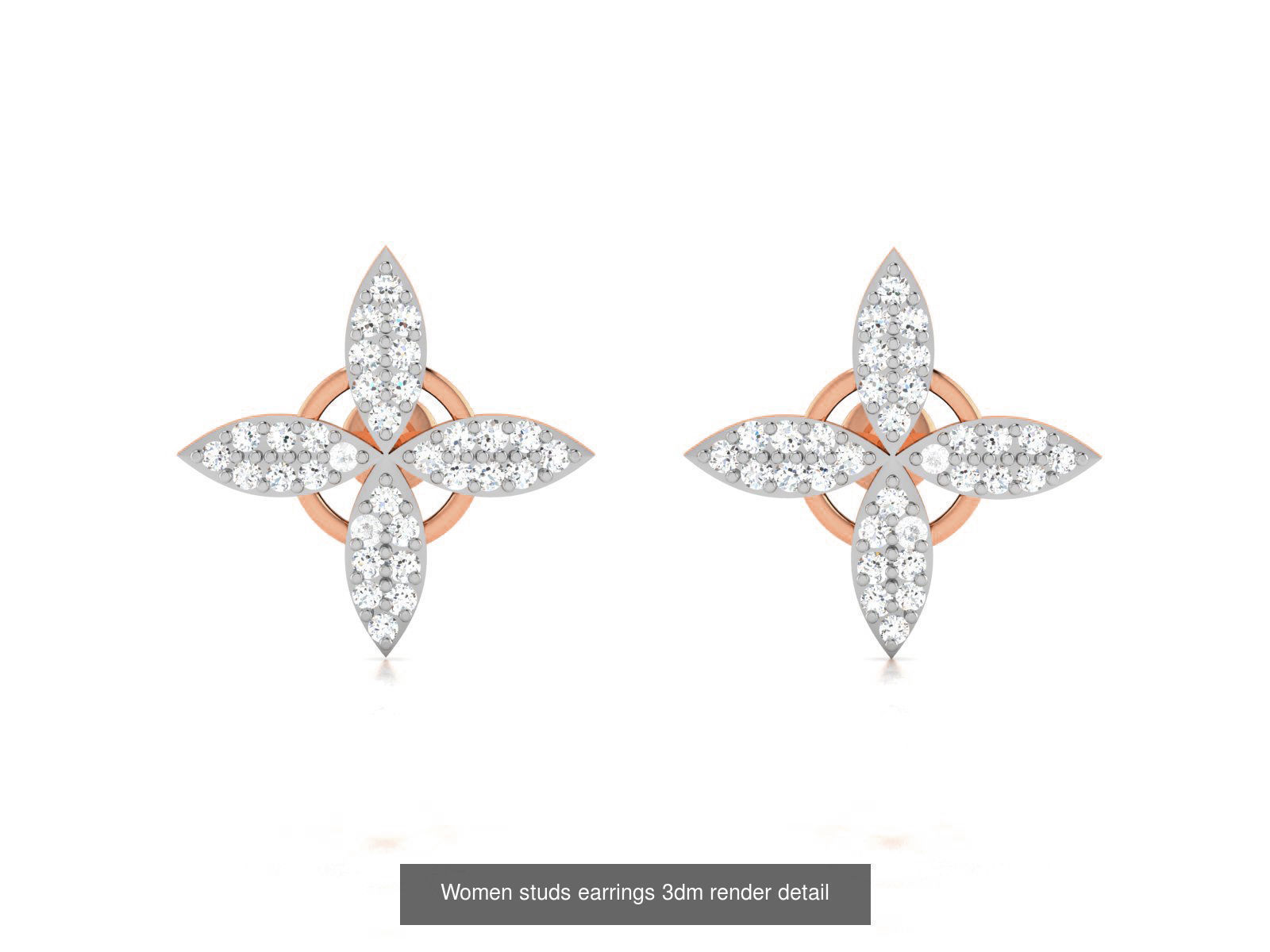 395 Women studs earrings 3dm render detail  3D Model Collection_113