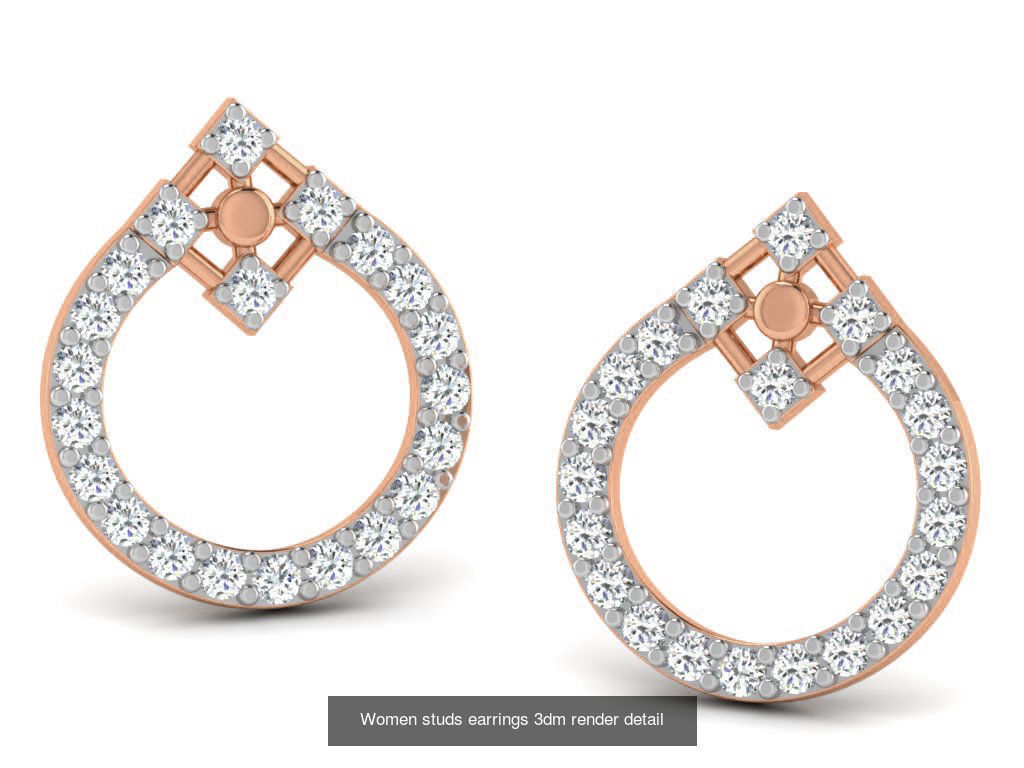395 Women studs earrings 3dm render detail  3D Model Collection_42