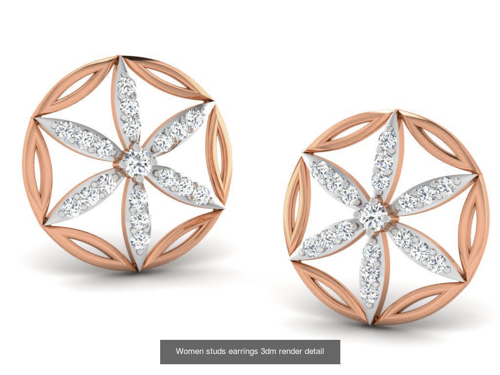 395 Women studs earrings 3dm render detail  3D Model Collection_175