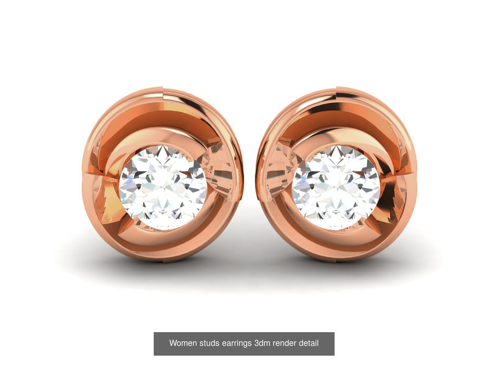 395 Women studs earrings 3dm render detail  3D Model Collection_30