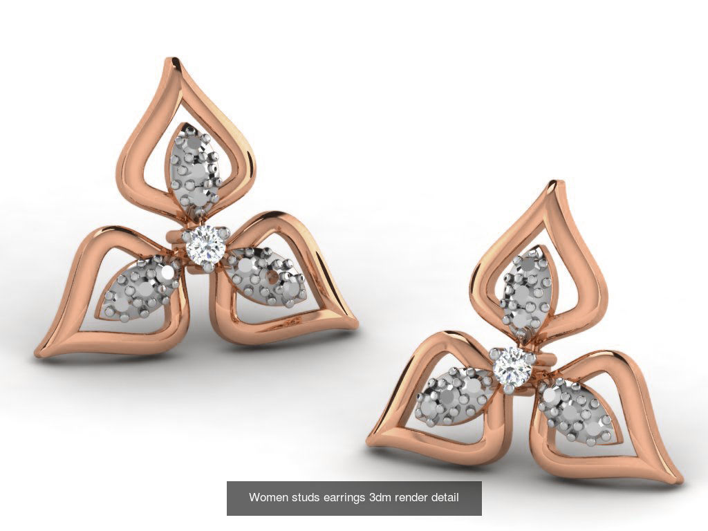 395 Women studs earrings 3dm render detail  3D Model Collection_96
