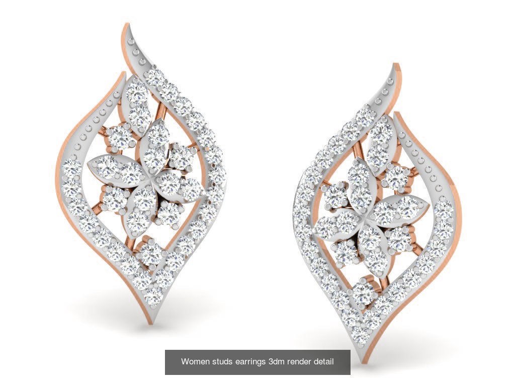 395 Women studs earrings 3dm render detail  3D Model Collection_170