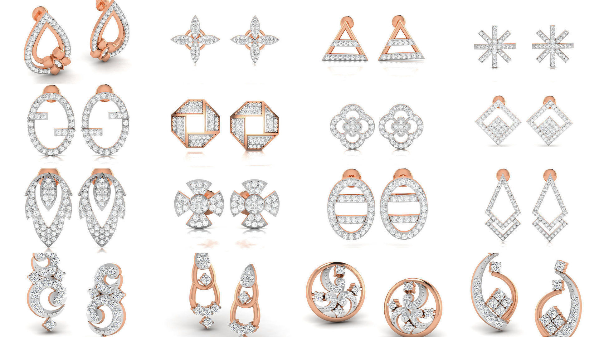 395 Women studs earrings 3dm render detail  3D Model Collection_7