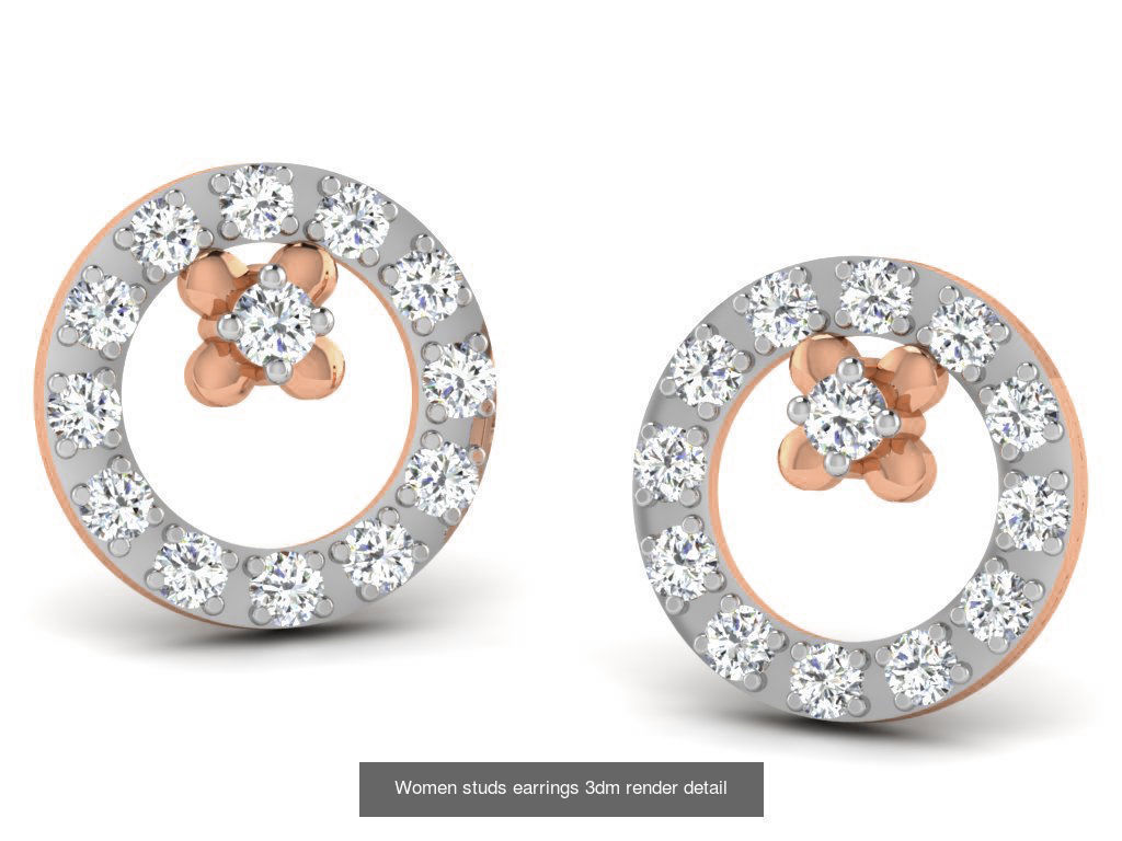 395 Women studs earrings 3dm render detail  3D Model Collection_51