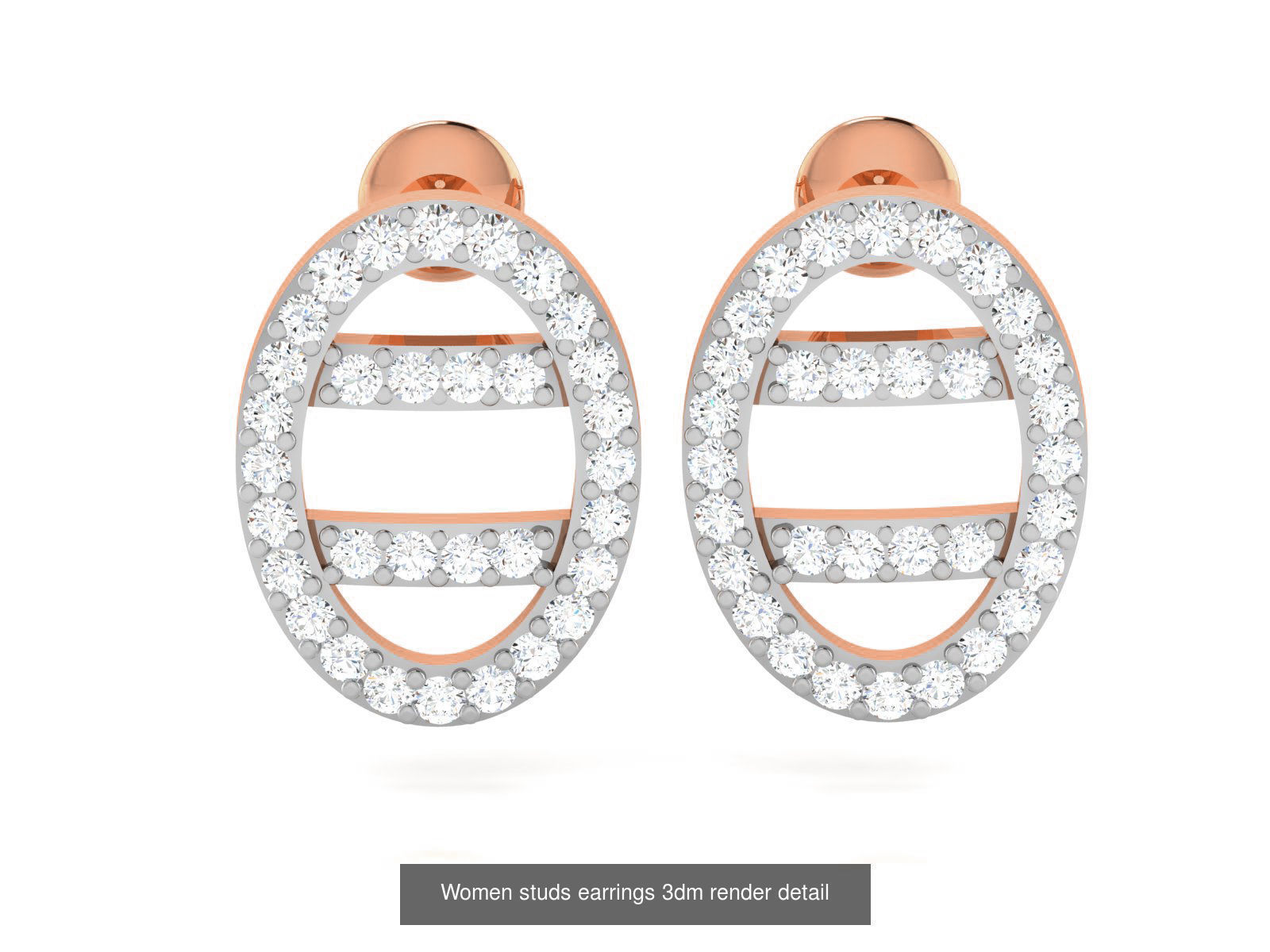 395 Women studs earrings 3dm render detail  3D Model Collection_122