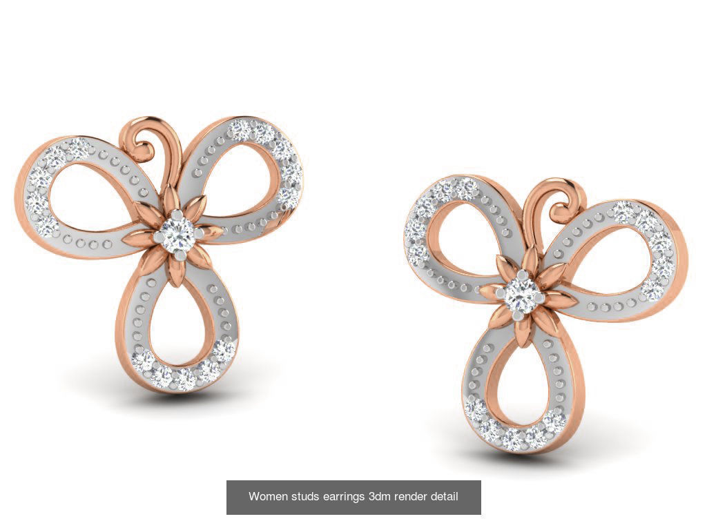 395 Women studs earrings 3dm render detail  3D Model Collection_220
