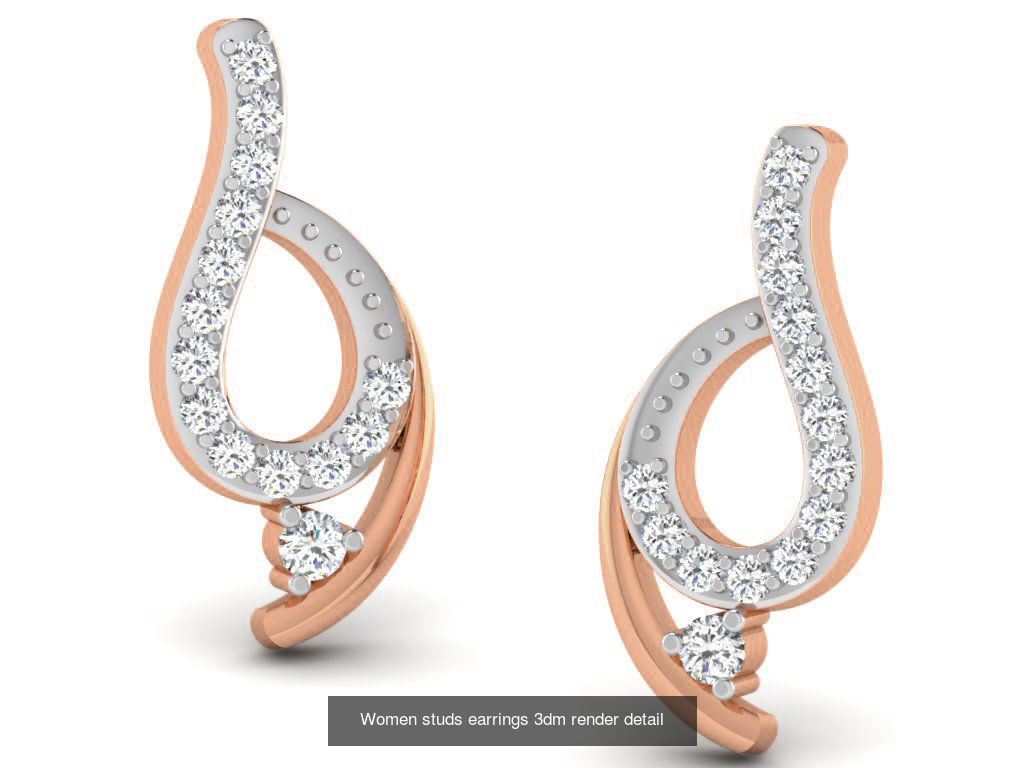 395 Women studs earrings 3dm render detail  3D Model Collection_200