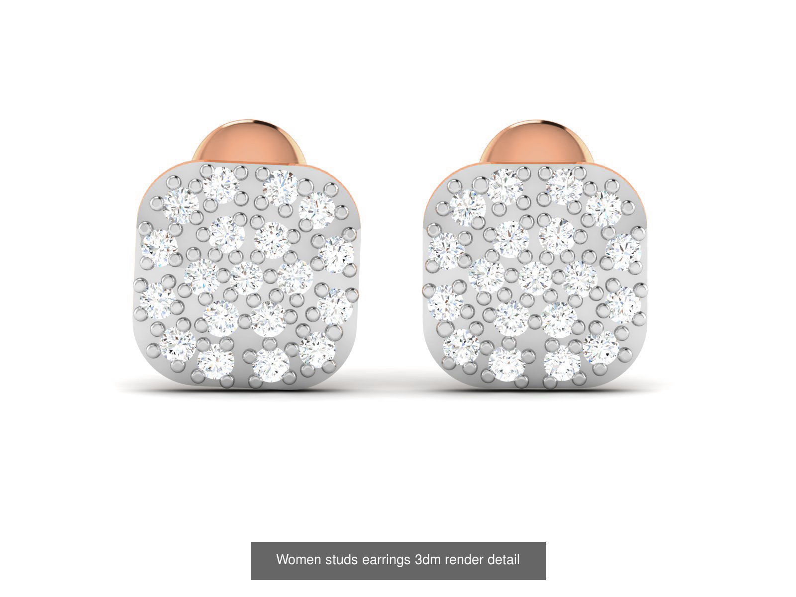 395 Women studs earrings 3dm render detail  3D Model Collection_108