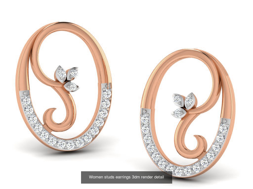 395 Women studs earrings 3dm render detail  3D Model Collection_207
