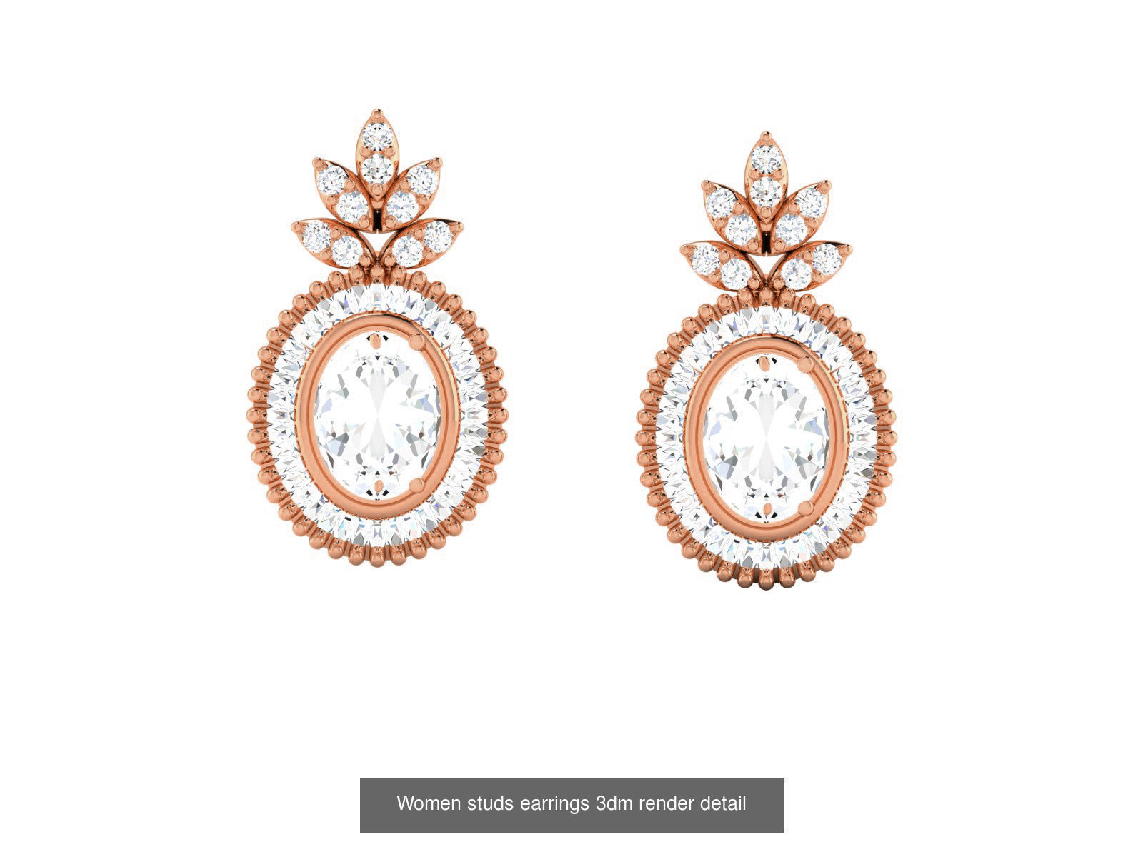 395 Women studs earrings 3dm render detail  3D Model Collection_70
