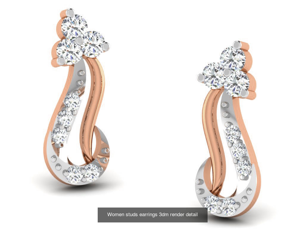 395 Women studs earrings 3dm render detail  3D Model Collection_232