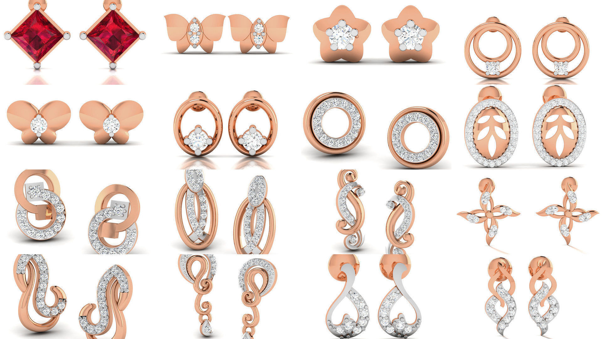 395 Women studs earrings 3dm render detail  3D Model Collection_41