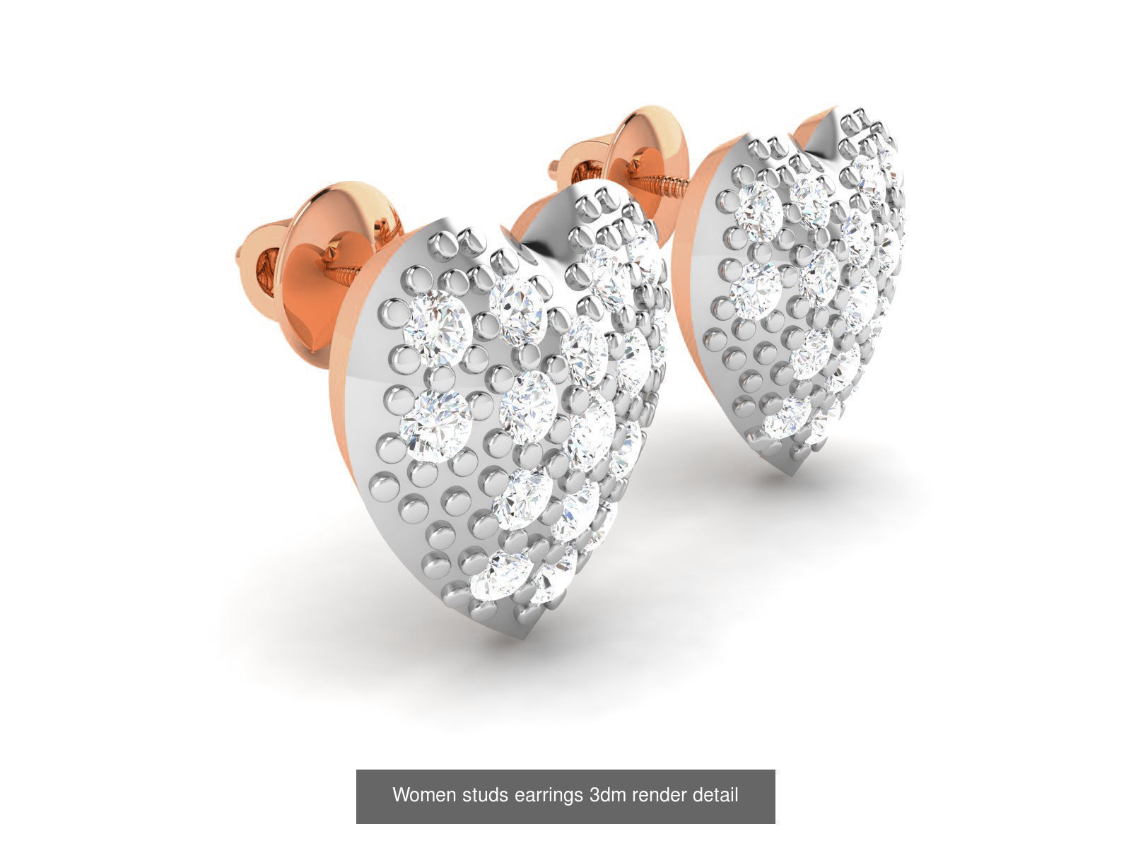 395 Women studs earrings 3dm render detail  3D Model Collection_107