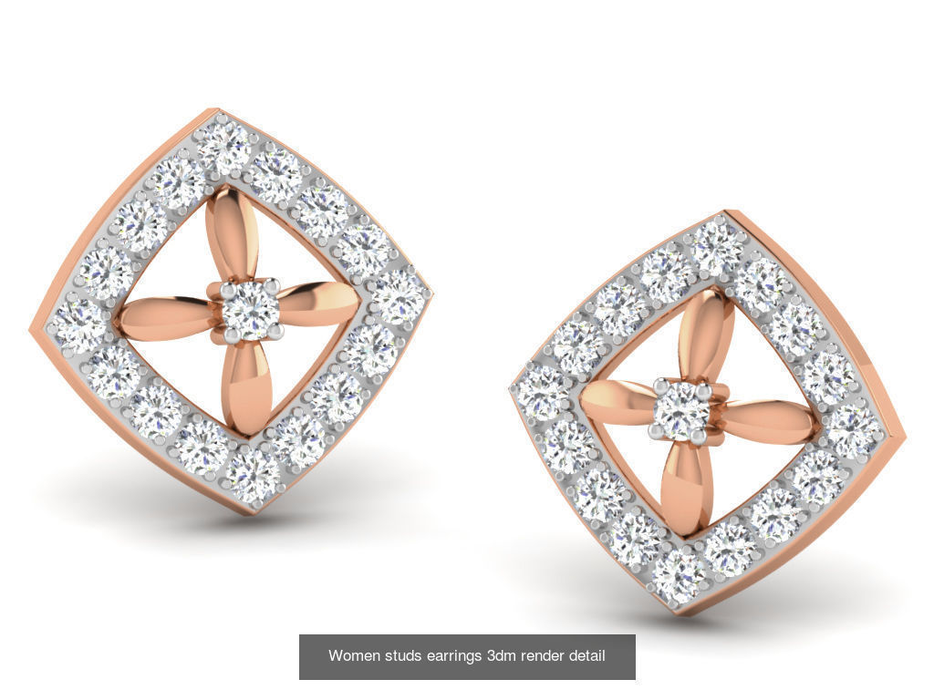 395 Women studs earrings 3dm render detail  3D Model Collection_144