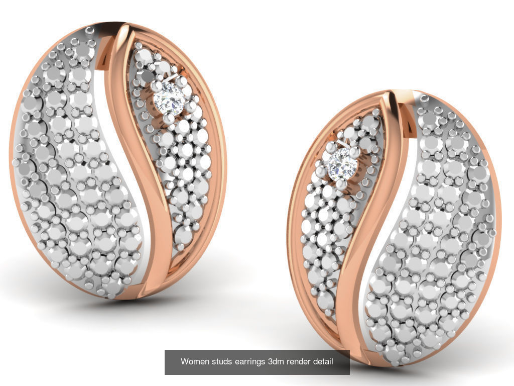 395 Women studs earrings 3dm render detail  3D Model Collection_93