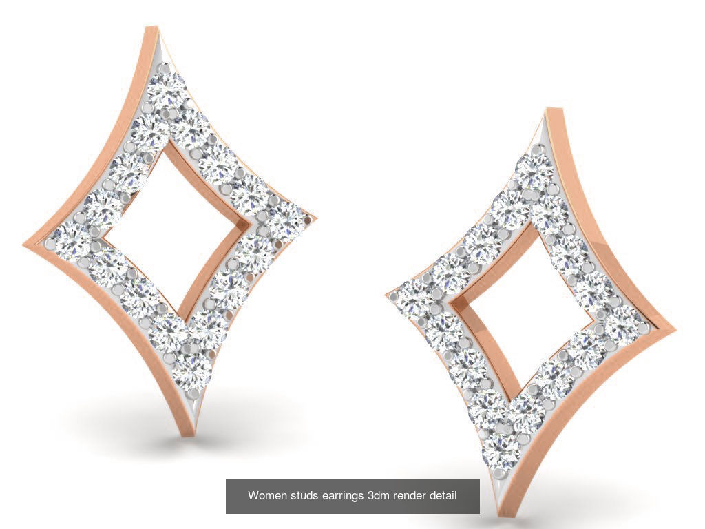 395 Women studs earrings 3dm render detail  3D Model Collection_214